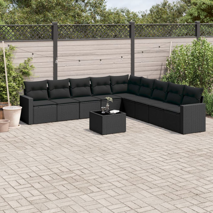 Set Canapele De Grădină, 9 Piese, Cu Perne, , Poliratan
