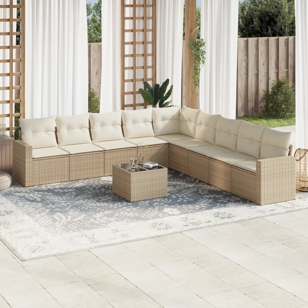Set Canapele De Grădină, 9 Piese, Cu Perne, , Poliratan
