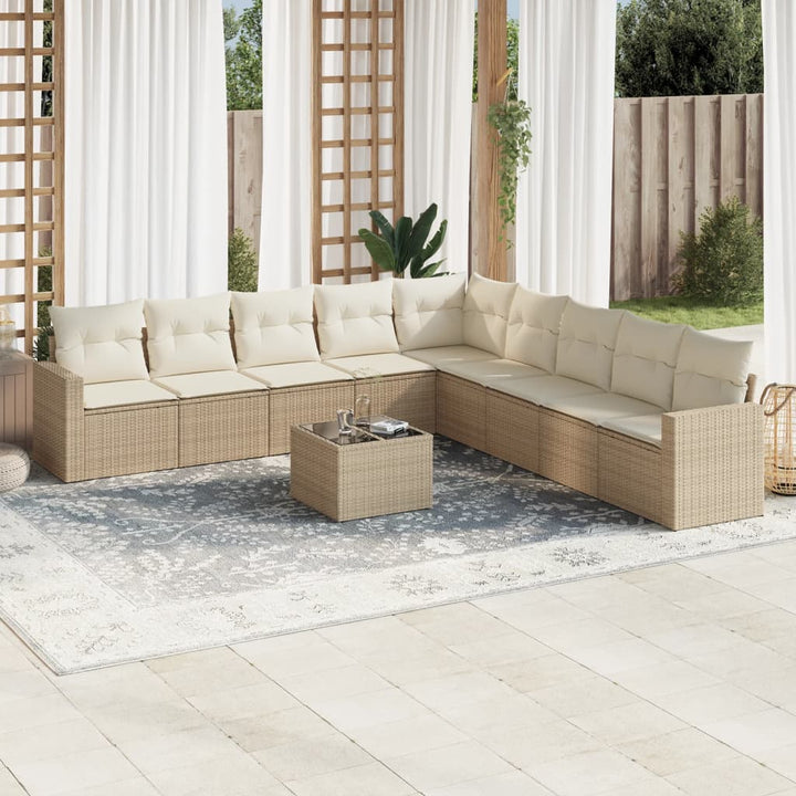 Set Canapele De Grădină, 9 Piese, Cu Perne, , Poliratan