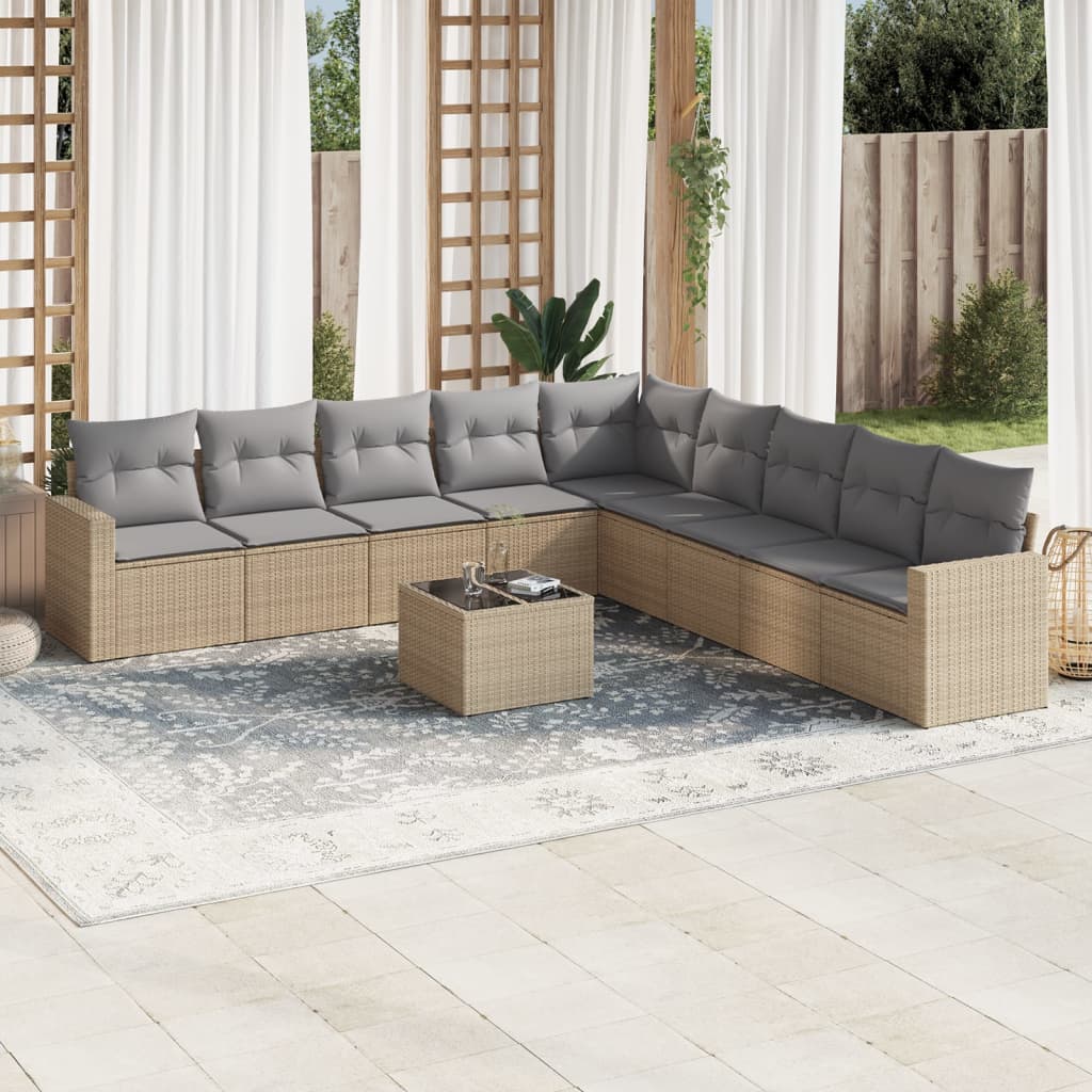 Set Canapele De Grădină, 9 Piese, Cu Perne, , Poliratan