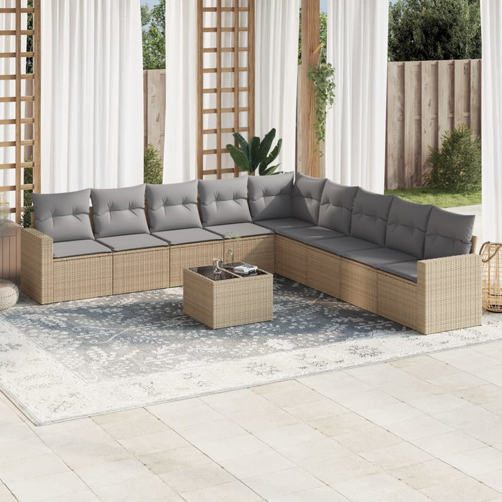 Set Canapele De Grădină, 9 Piese, Cu Perne, , Poliratan