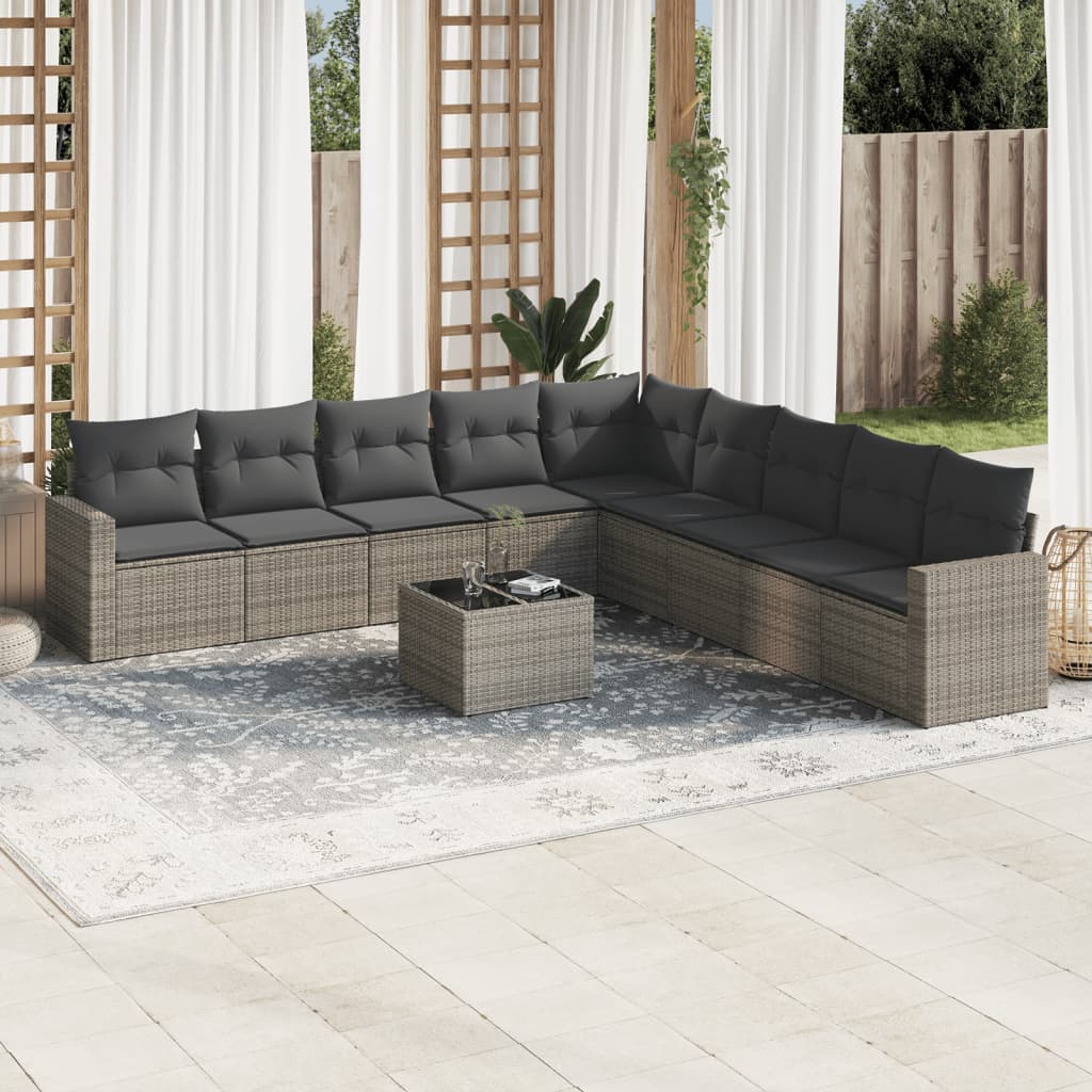 Set Canapele De Grădină, 9 Piese, Cu Perne, , Poliratan