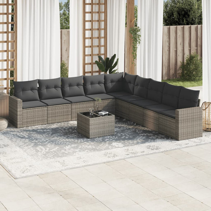 Set Canapele De Grădină, 9 Piese, Cu Perne, , Poliratan