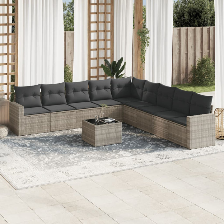 Set Canapele De Grădină, 9 Piese, Cu Perne, , Poliratan