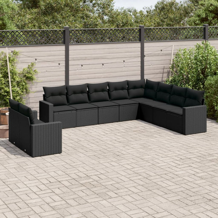 Set Canapele De Grădină Cu Perne, 10 Piese, Bej, Poliratan