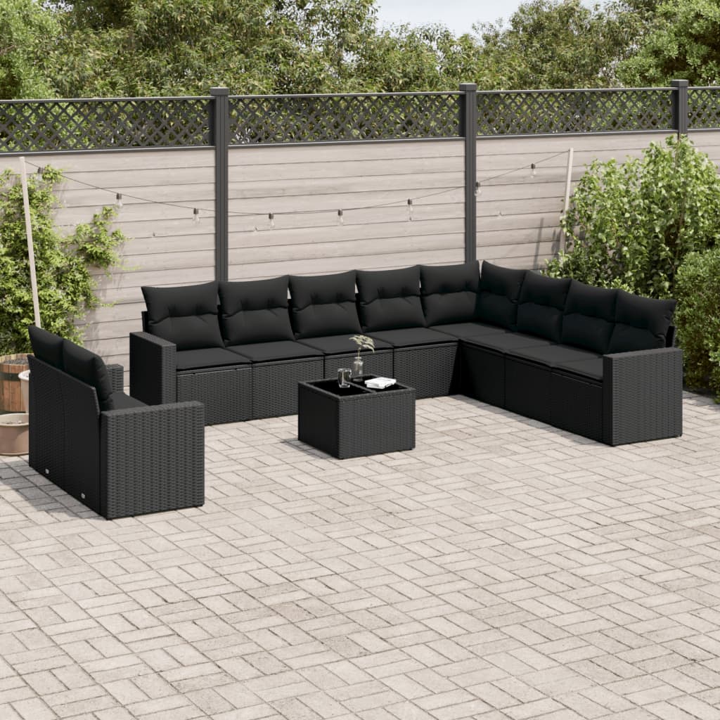 Set Canapele De Grădină Cu Perne, 10 Piese, Bej, Poliratan