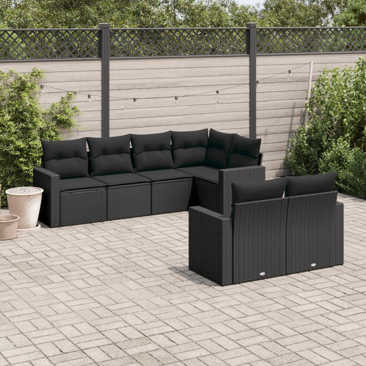 Set Canapele De Grădină, 7 Piese, Cu Perne, Bej, Poliratan