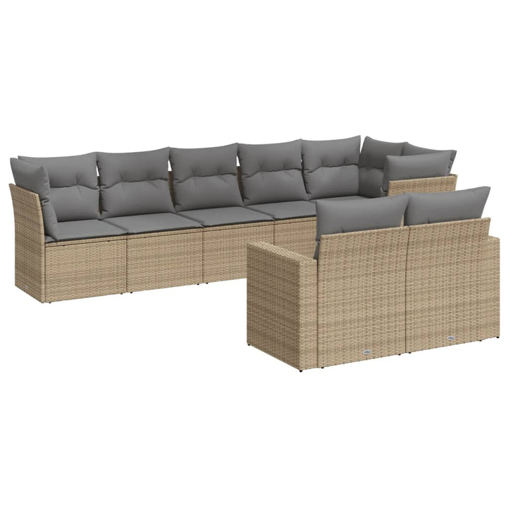 Set Canapele De Grădină, 8 Piese, Cu Perne, Bej, Poliratan