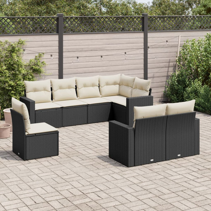 Set Canapele De Grădină, 8 Piese, Cu Perne, Bej, Poliratan