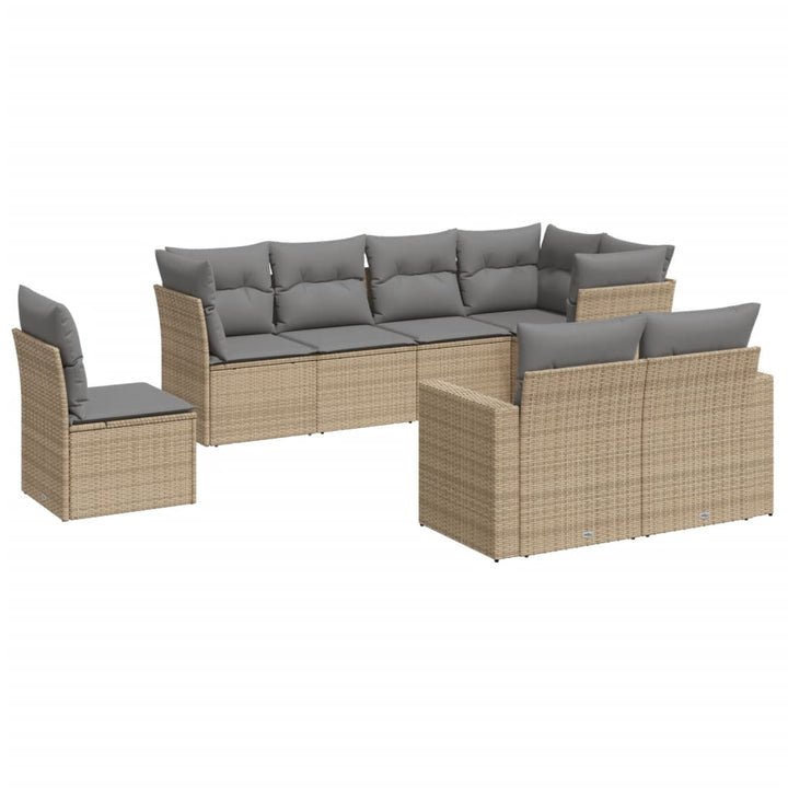 Set Canapele De Grădină, 8 Piese, Cu Perne, Bej, Poliratan