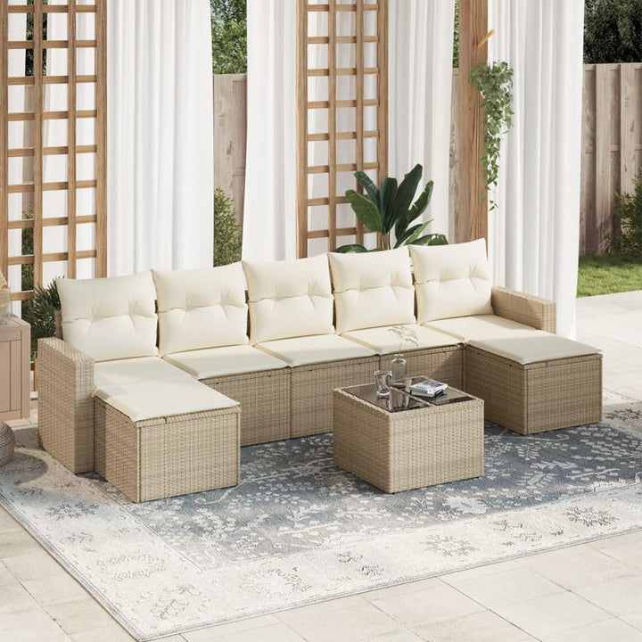 Set Mobilier De Grădină Cu Perne, 8 Piese Poliratan