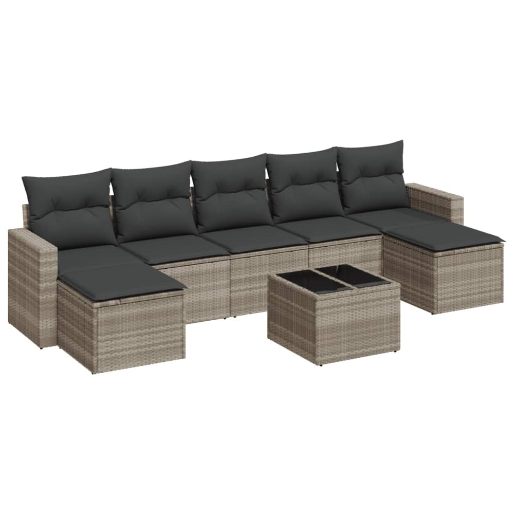 Set Mobilier De Grădină Cu Perne, 8 Piese Poliratan