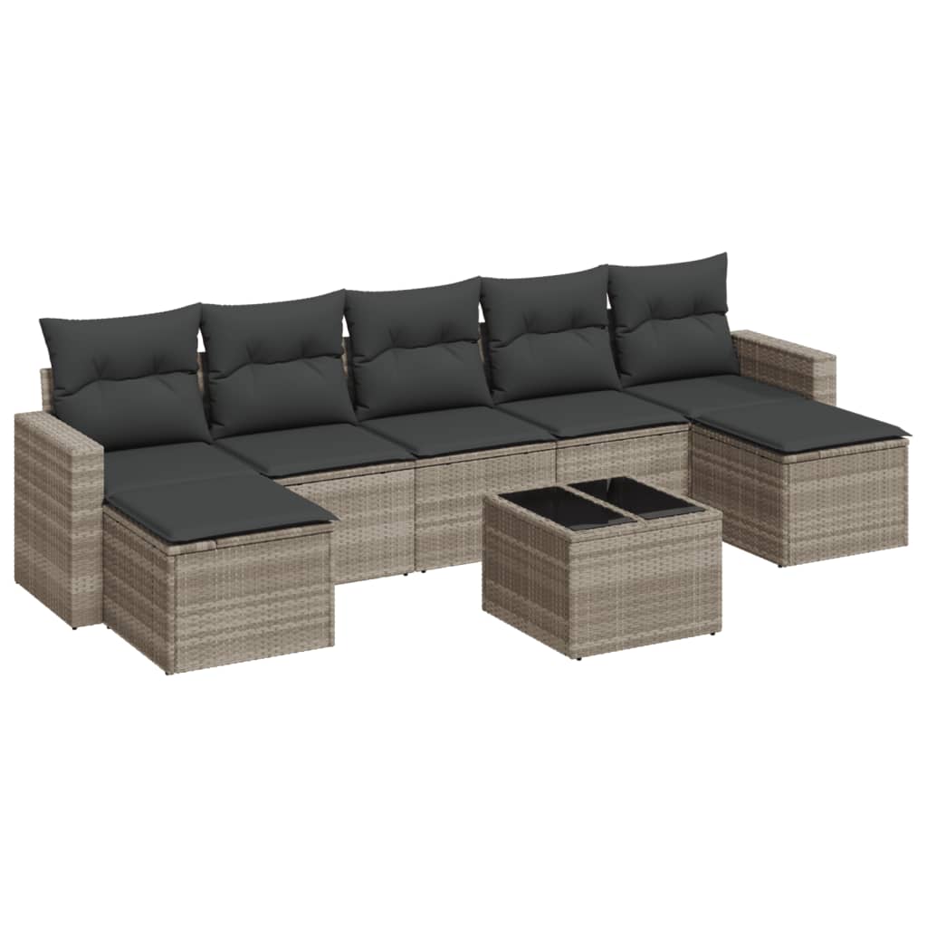 Set Mobilier De Grădină Cu Perne, 8 Piese Poliratan
