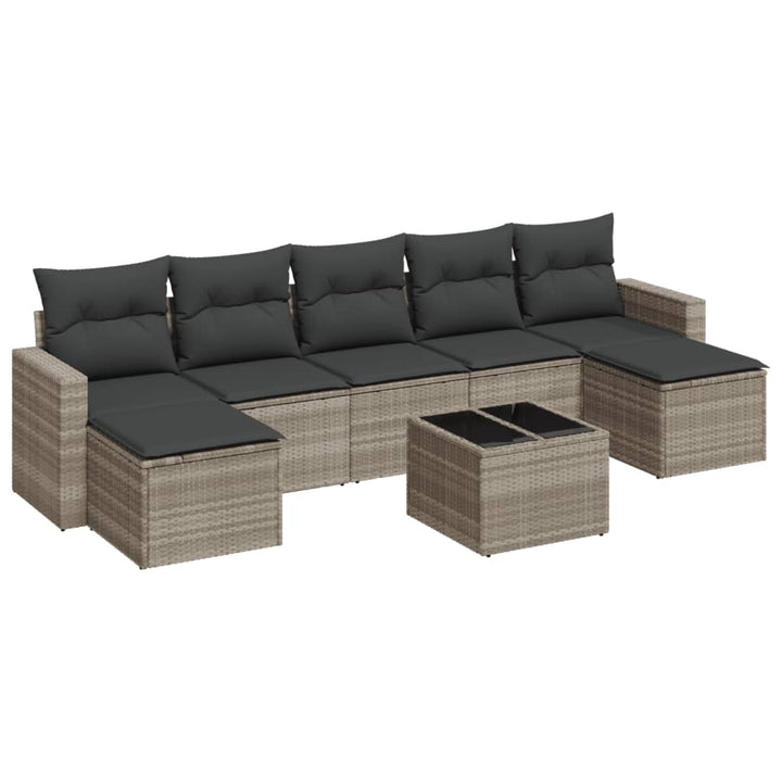 Set Mobilier De Grădină Cu Perne, 8 Piese Poliratan
