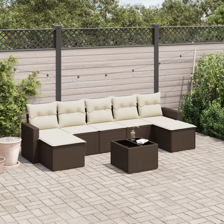 Set Mobilier De Grădină Cu Perne, 8 Piese Poliratan