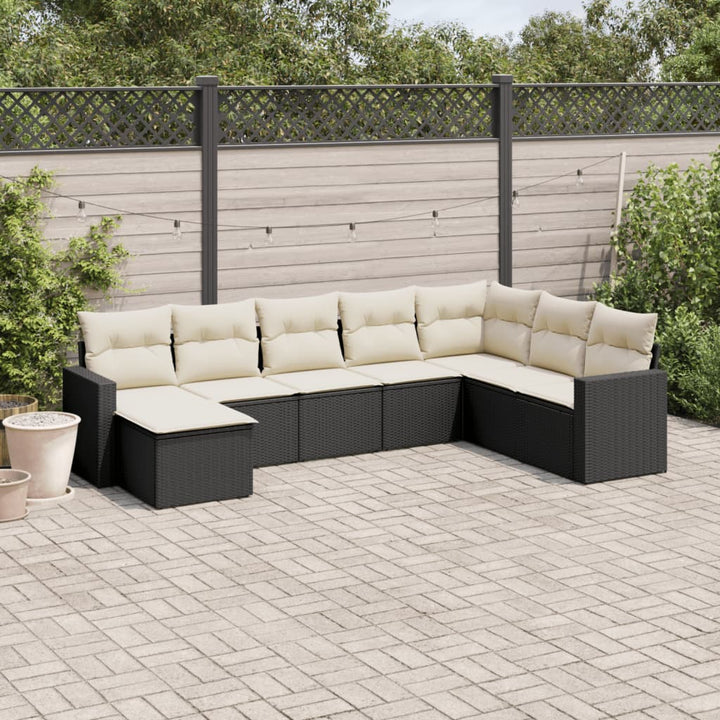Set Mobilier De Grădină Cu Perne, 8 Piese, , Poliratan