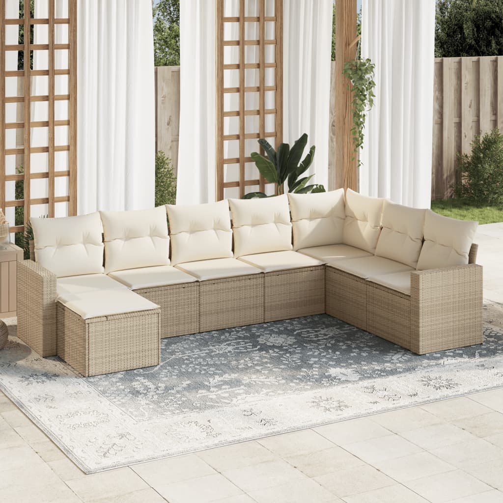 Set Mobilier De Grădină Cu Perne, 8 Piese, , Poliratan