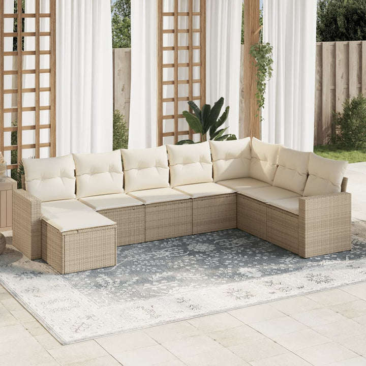 Set Mobilier De Grădină Cu Perne, 8 Piese, , Poliratan