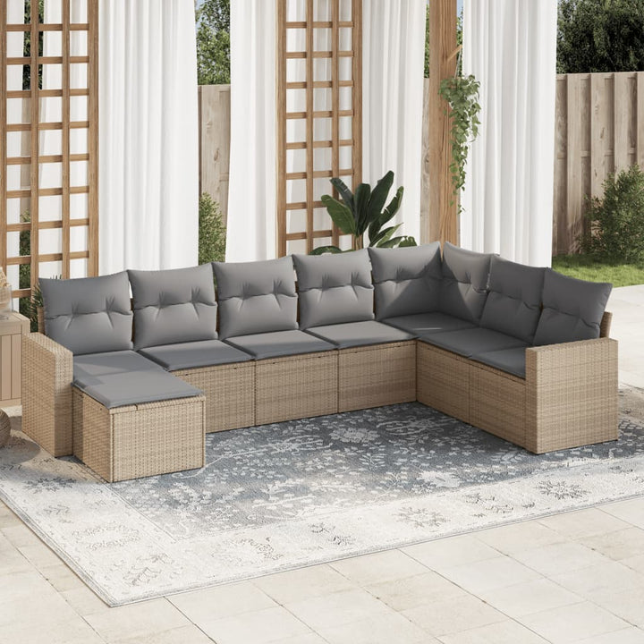 Set Mobilier De Grădină Cu Perne, 8 Piese, , Poliratan