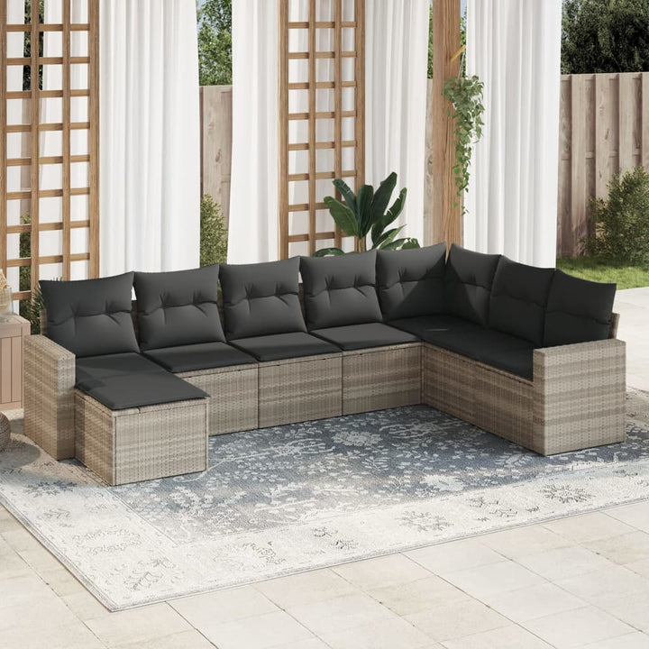 Set Mobilier De Grădină Cu Perne, 8 Piese, , Poliratan