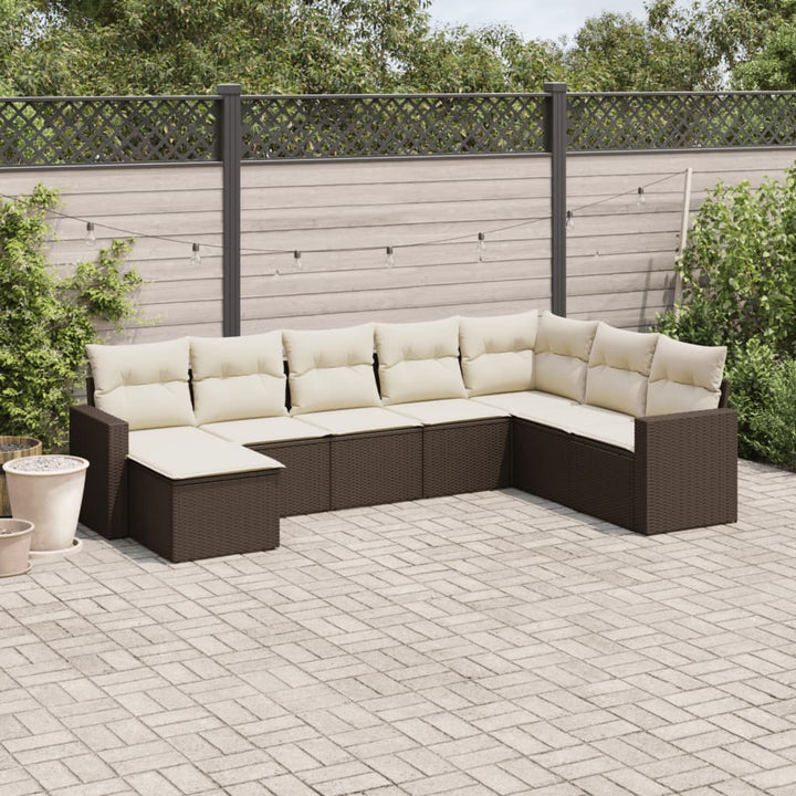 Set Mobilier De Grădină Cu Perne, 8 Piese, , Poliratan