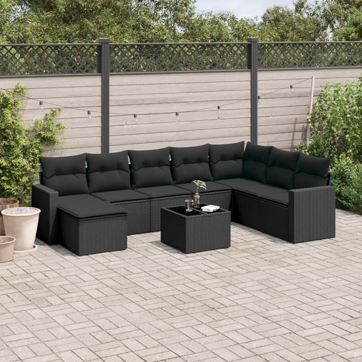 Set Mobilier De Grădină Cu Perne, 8 Piese, , Poliratan