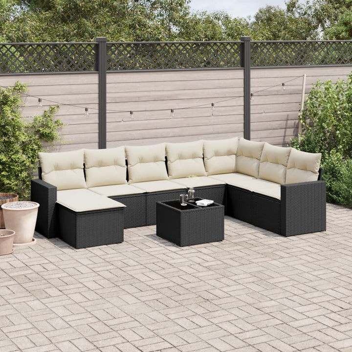 Set Mobilier De Grădină Cu Perne, 8 Piese, , Poliratan