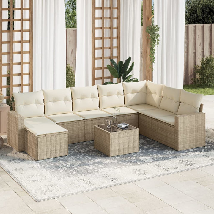Set Mobilier De Grădină Cu Perne, 8 Piese, , Poliratan