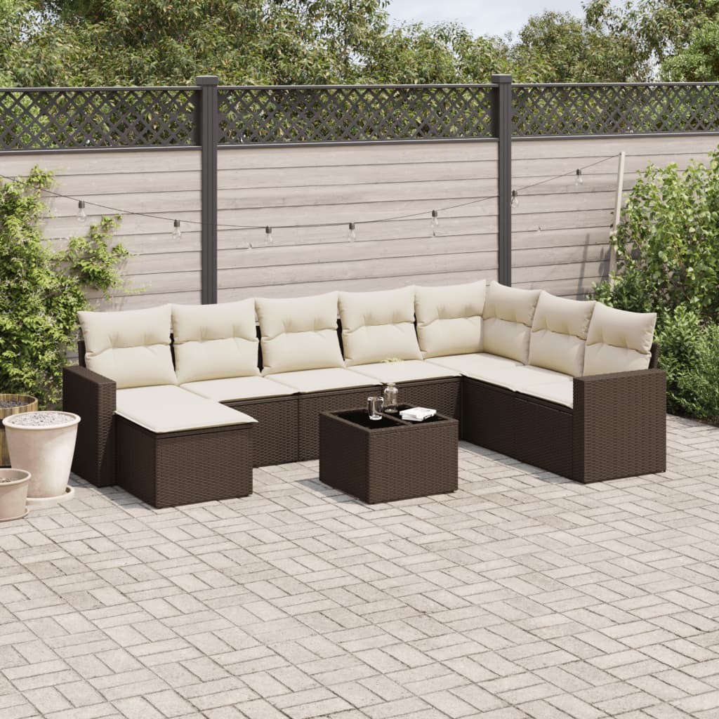Set Mobilier De Grădină Cu Perne, 8 Piese, , Poliratan