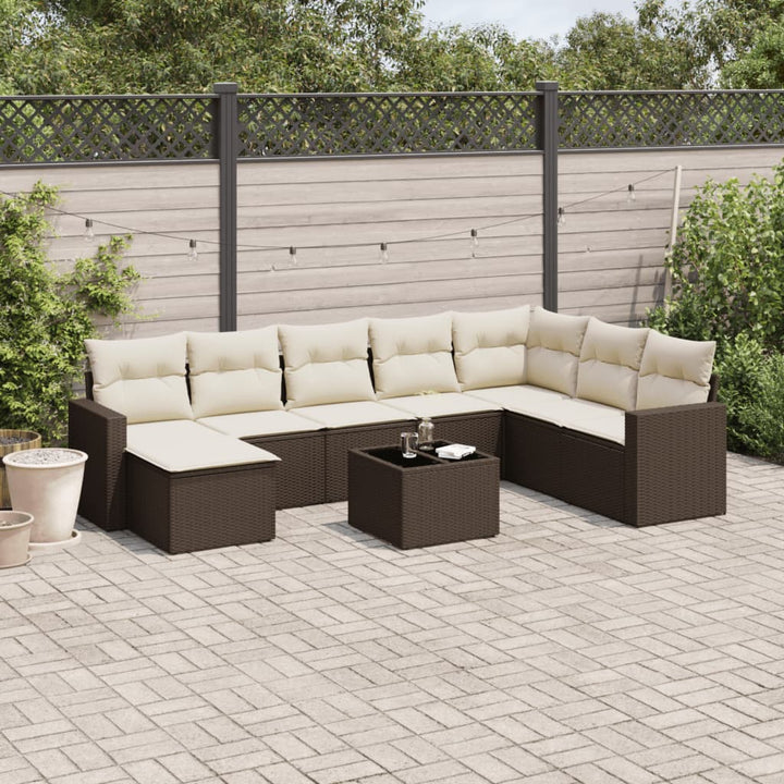 Set Mobilier De Grădină Cu Perne, 8 Piese, , Poliratan