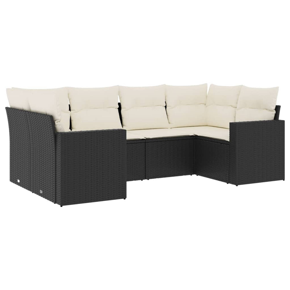 Set Mobilier De Grădină Cu Perne, 6 Piese, Negru, Poliratan