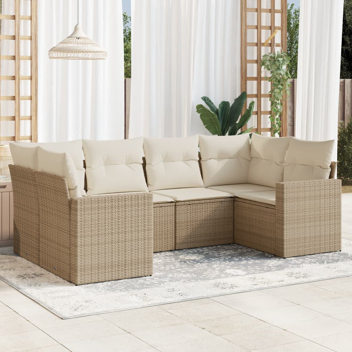 Set Mobilier De Grădină Cu Perne, 6 Piese, Negru, Poliratan