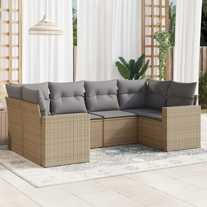 Set Mobilier De Grădină Cu Perne, 6 Piese, Negru, Poliratan