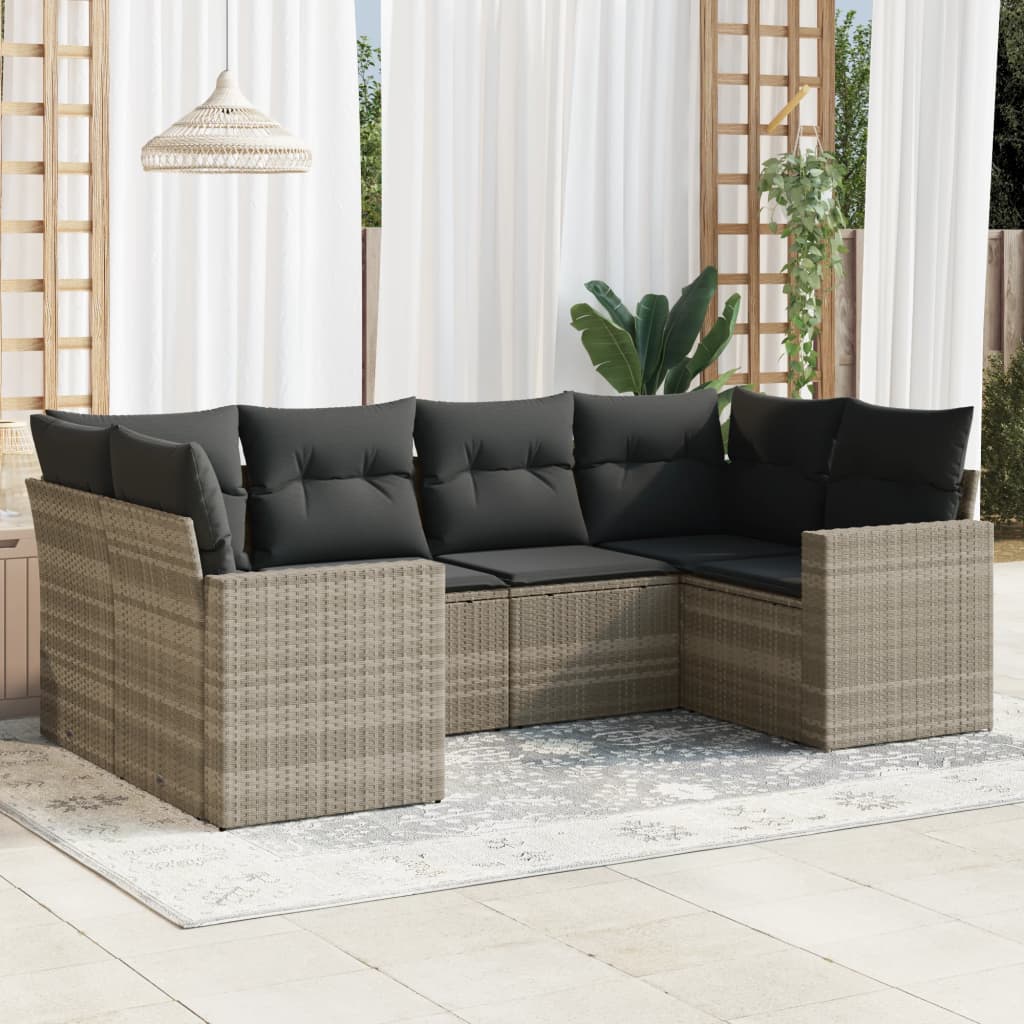 Set Mobilier De Grădină Cu Perne, 6 Piese, Negru, Poliratan