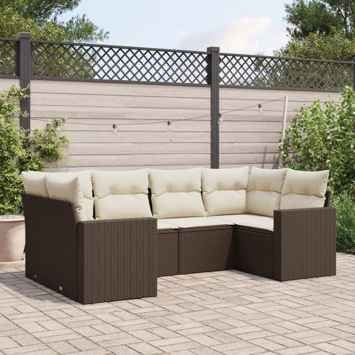 Set Mobilier De Grădină Cu Perne, 6 Piese, Negru, Poliratan
