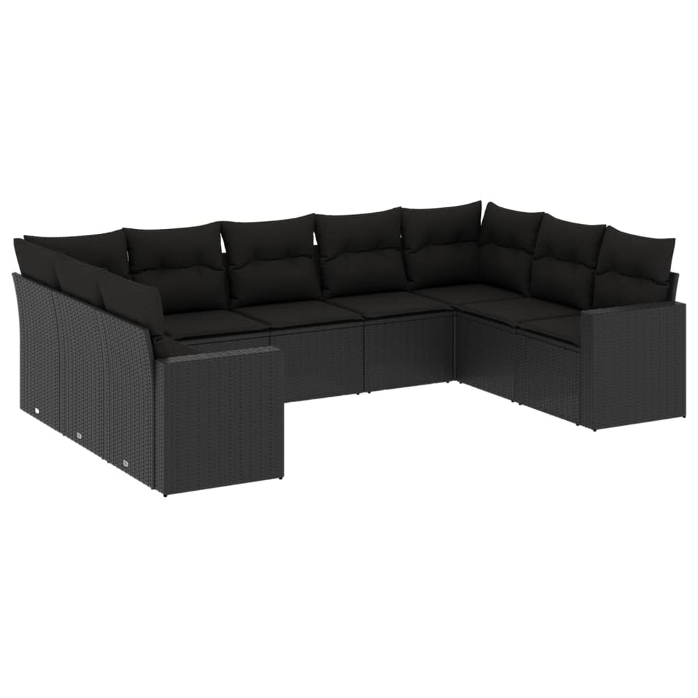 Set Mobilier De Grădină Cu Perne, 9 Piese, , Poliratan