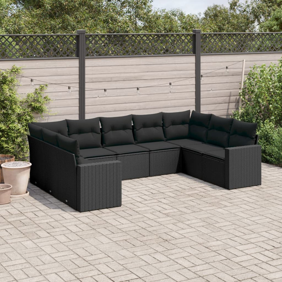Set Mobilier De Grădină Cu Perne, 9 Piese, , Poliratan
