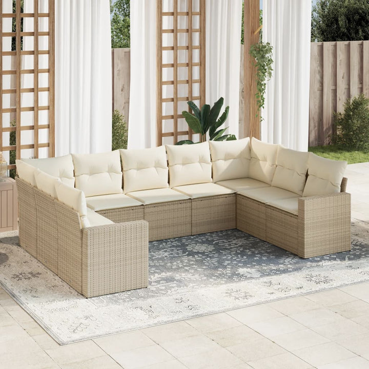 Set Mobilier De Grădină Cu Perne, 9 Piese, , Poliratan