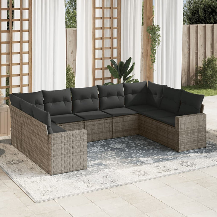 Set Mobilier De Grădină Cu Perne, 9 Piese, , Poliratan
