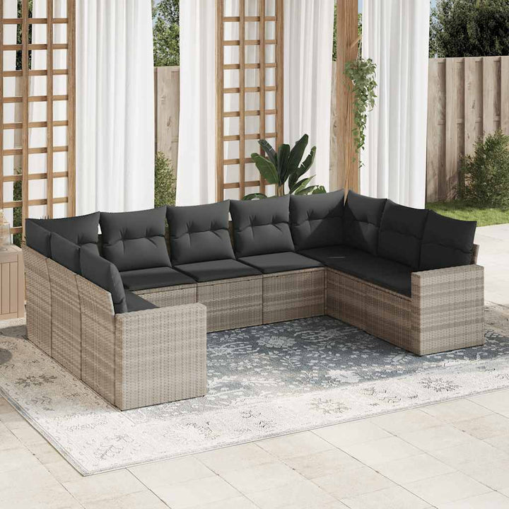 Set Mobilier De Grădină Cu Perne, 9 Piese, , Poliratan