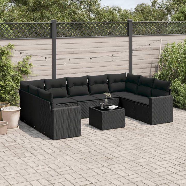 Set Mobilier De Grădină Cu Perne, 9 Piese, , Poliratan