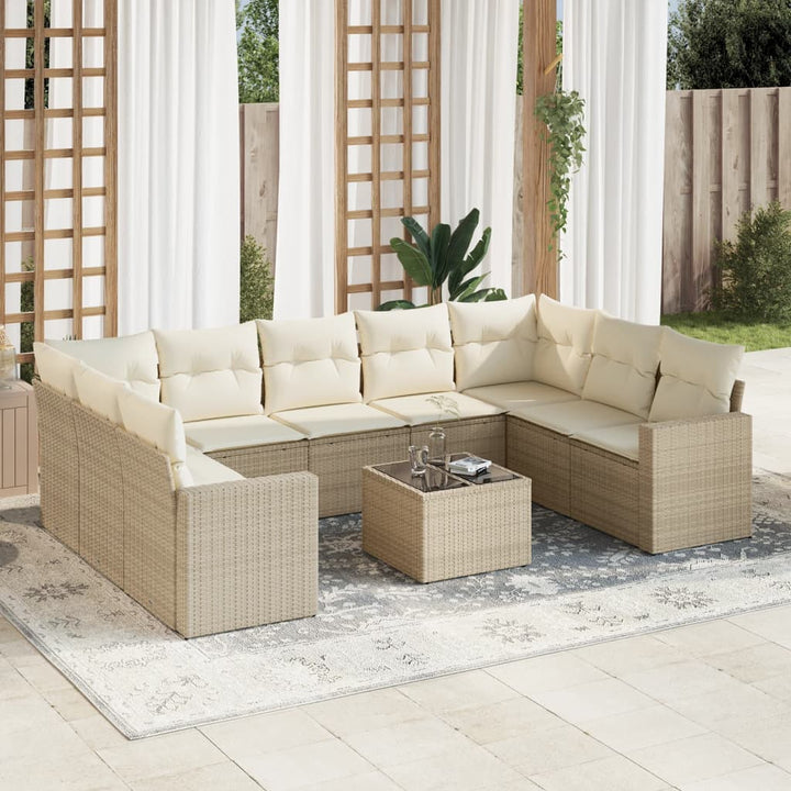 Set Mobilier De Grădină Cu Perne, 9 Piese, , Poliratan