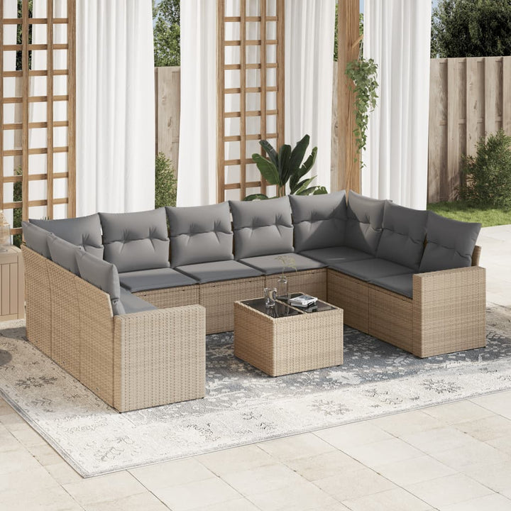 Set Mobilier De Grădină Cu Perne, 9 Piese, , Poliratan