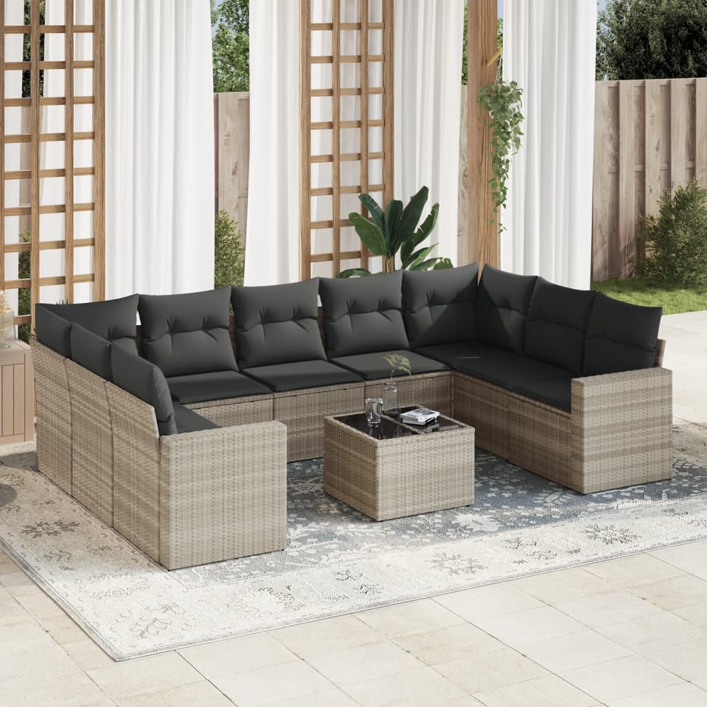 Set Mobilier De Grădină Cu Perne, 9 Piese, , Poliratan
