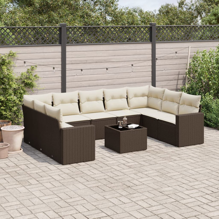 Set Mobilier De Grădină Cu Perne, 9 Piese, , Poliratan