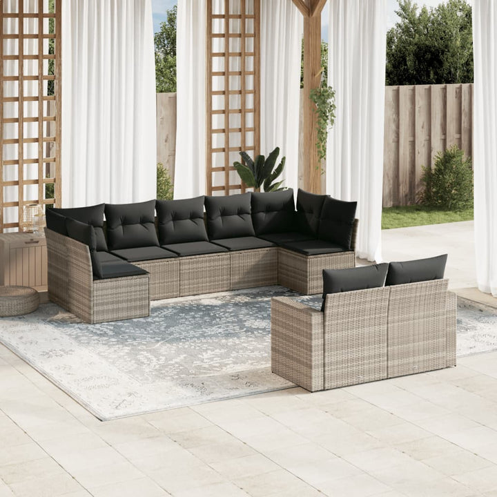 Set Canapele De Grădină, 9 Piese, Cu Perne, Bej, Poliratan