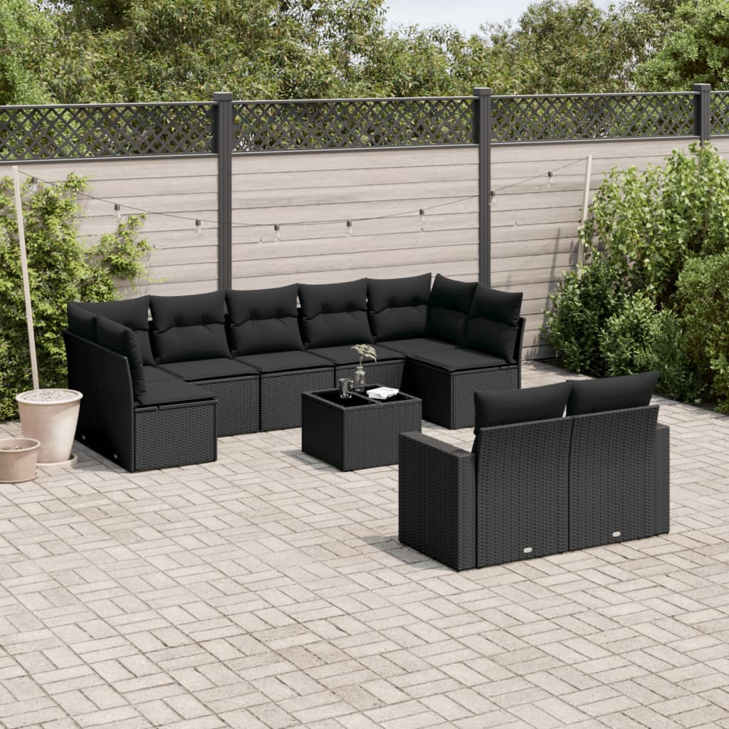 Set Canapele De Grădină, 9 Piese, Cu Perne, Bej, Poliratan