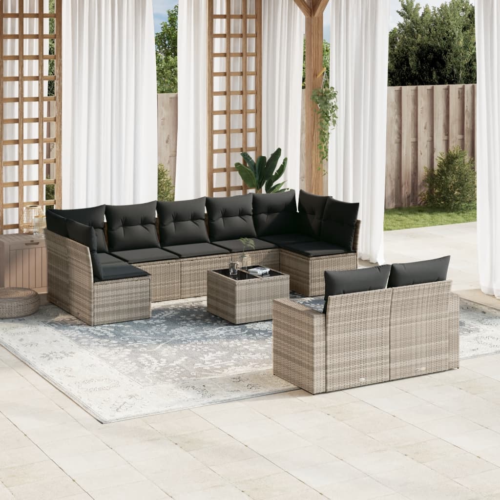 Set Canapele De Grădină, 9 Piese, Cu Perne, Bej, Poliratan