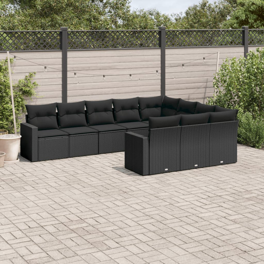 Set Canapele De Grădină Cu Perne, 10 Piese, , Poliratan