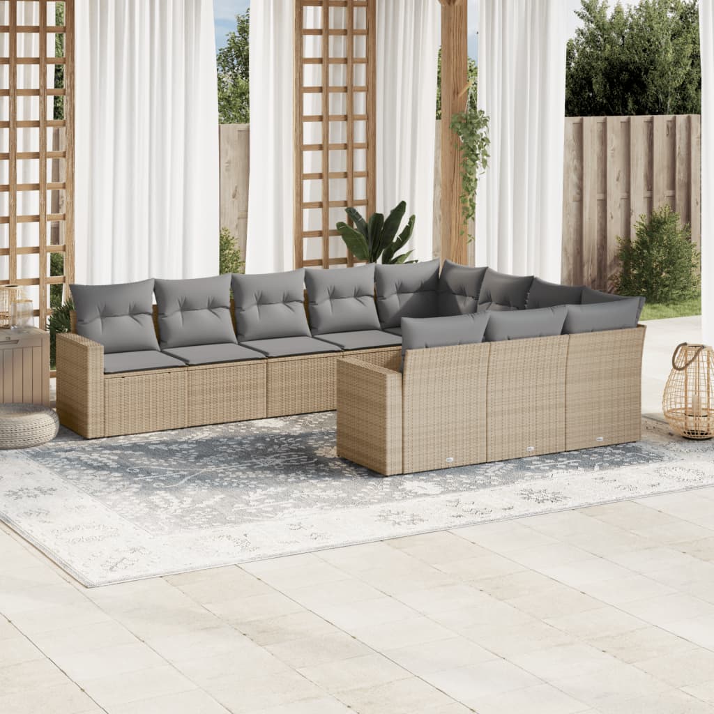Set Canapele De Grădină Cu Perne, 10 Piese, , Poliratan